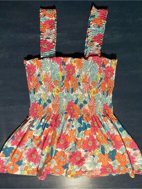 Floral Smocked Tank Top in Bright Florals
